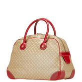 セリーヌ マカダム ハンドバッグ ブラウン レッド PVC レザー レディース CELINE 【中古】